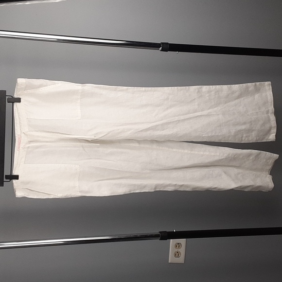 Victoria's Secret White Drawstring Wide Leg Linen Pants - Picture 2 of 11